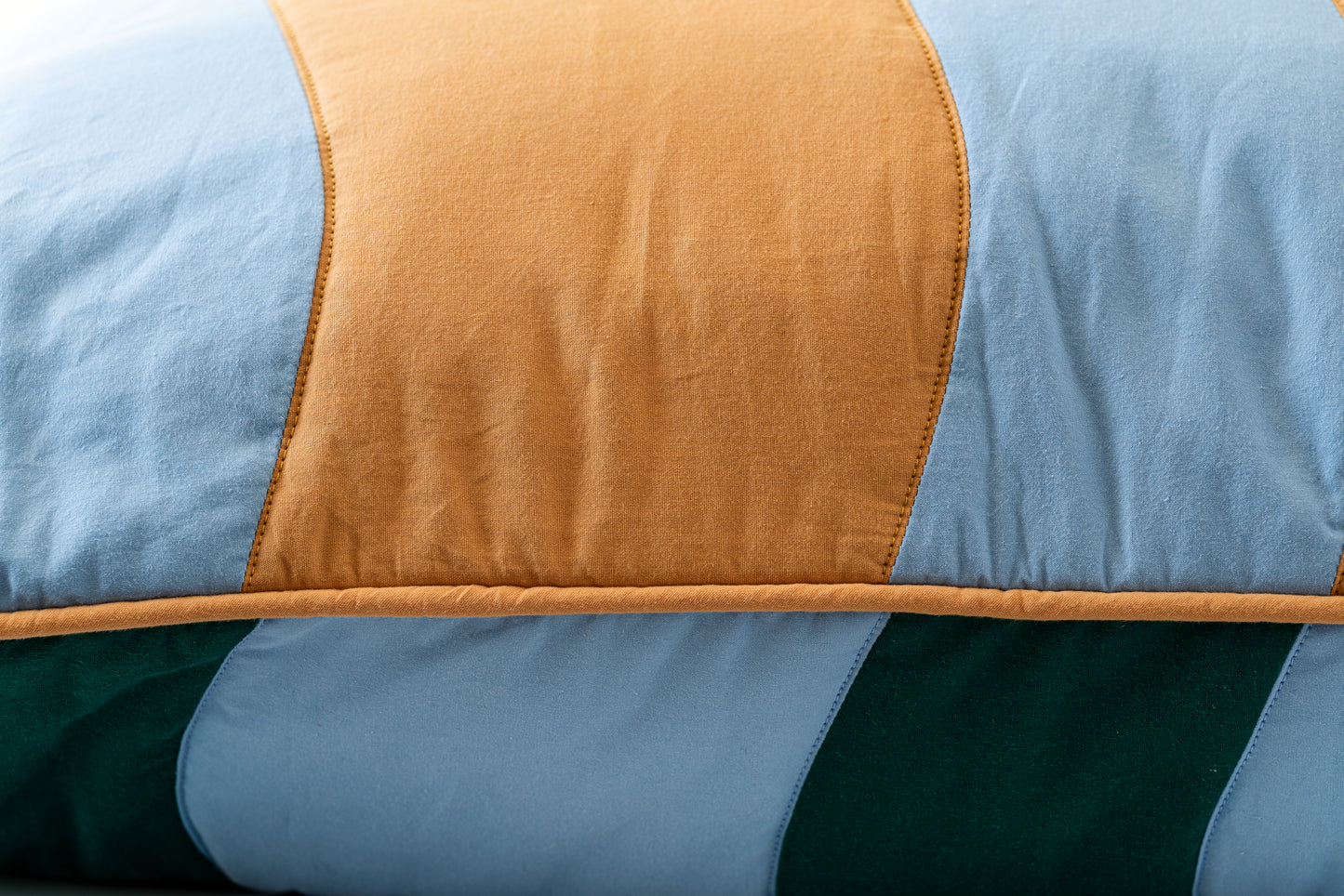 Blue green ochre body pillow