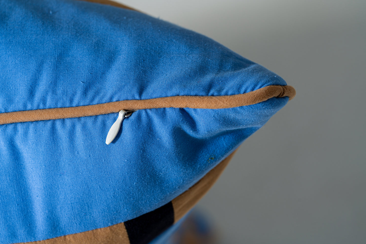 Blue ochre strips pillow