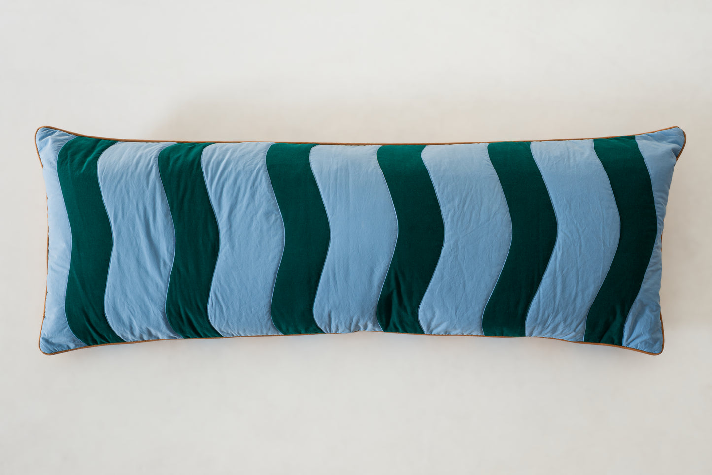 Blue green ochre body pillow