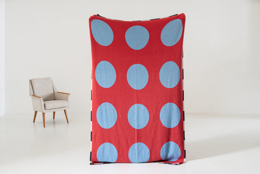 Red and blue polka dot throw blanket