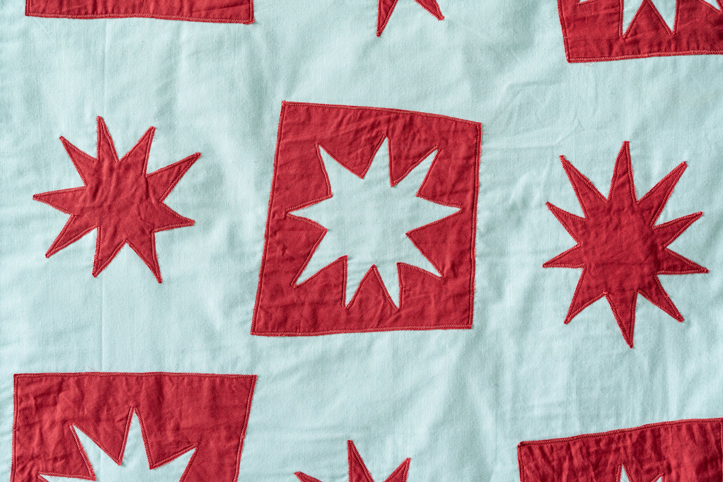 Mint red stars wall art