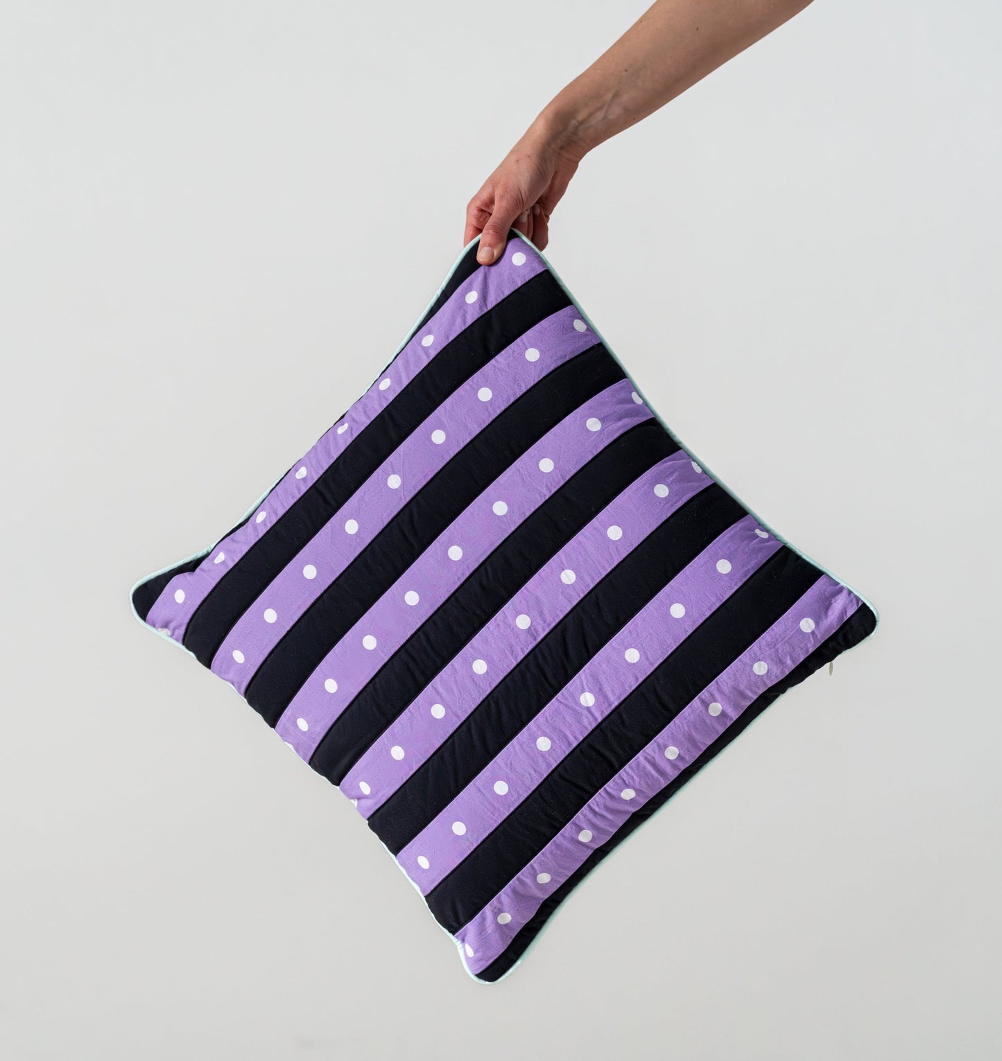 Black purple strips pillow