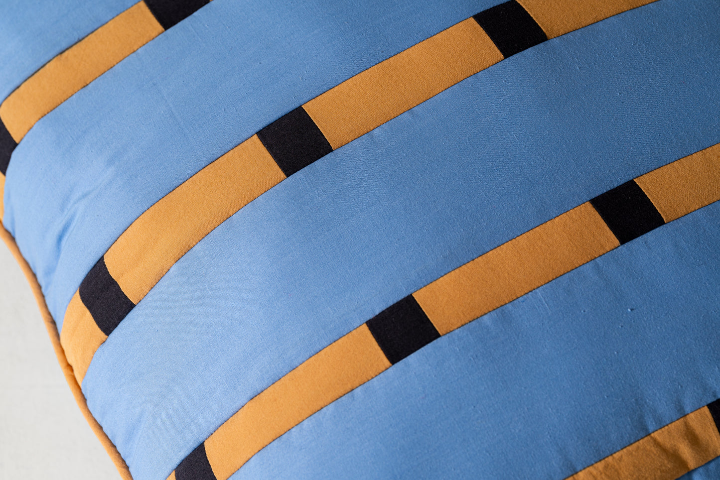 Blue ochre strips pillow